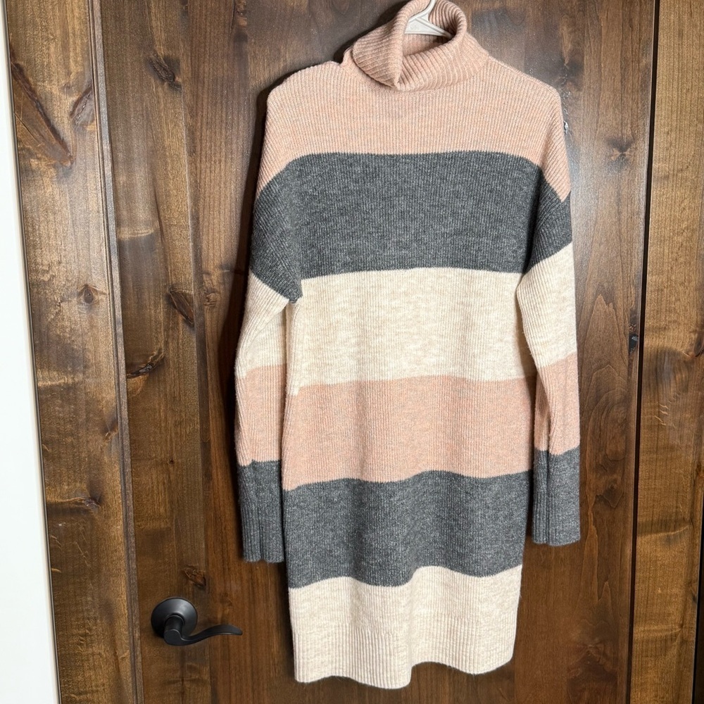 Just fab Women’s Size M stripe sweater dress cowl neck midi cozy maternity - Picture 2 of 6